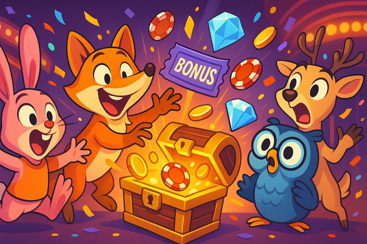 Antarmuka permainan Reactoonz di yes toto dengan karakter-karakter kartun yang berwarna-warni